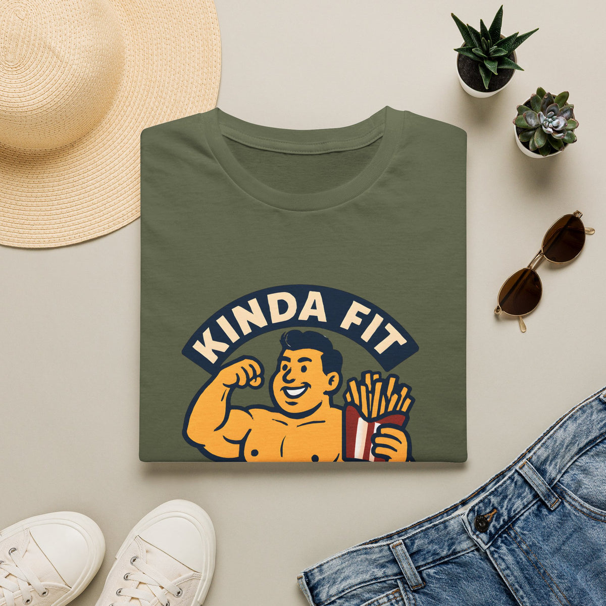 Muscular man with fries T-Shirt