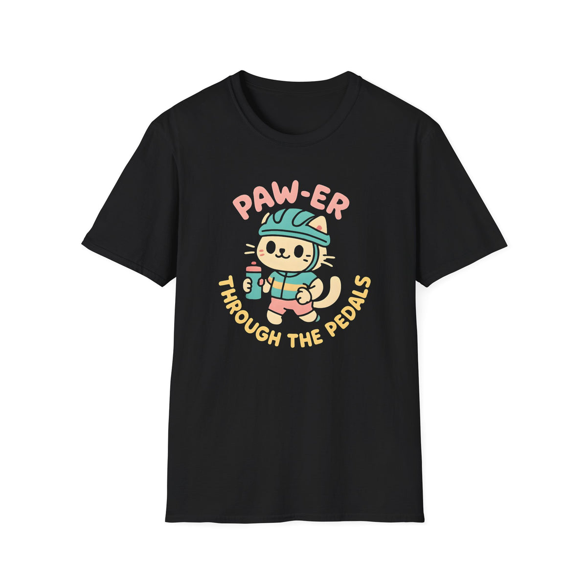 Cycling Cat Illustration T-Shirt