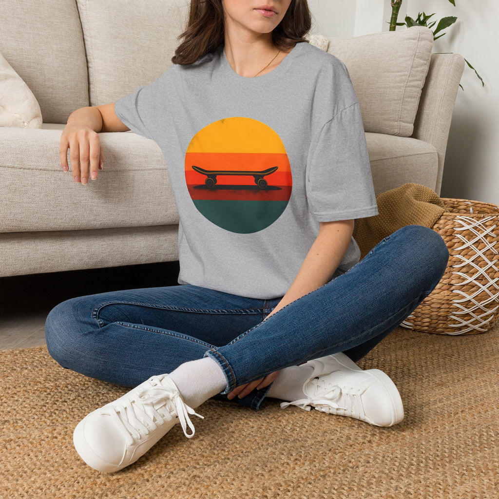 Skateboard silhouette at sunset T-Shirt