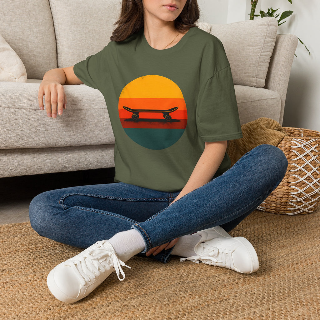 Skateboard silhouette at sunset T-Shirt