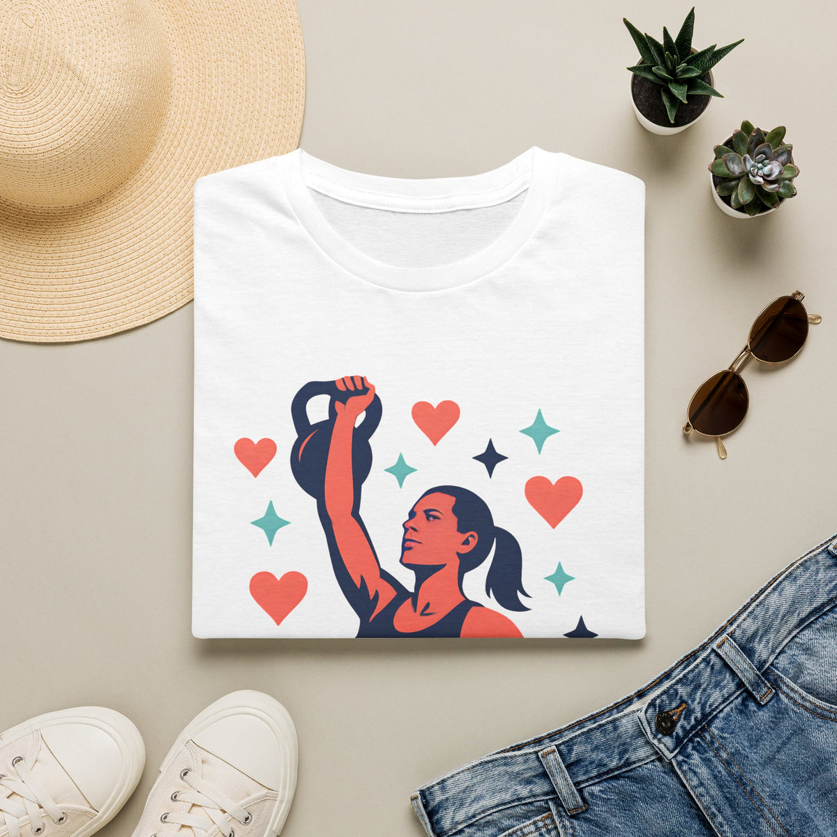 Strong Woman Lifting Kettlebell T-Shirt