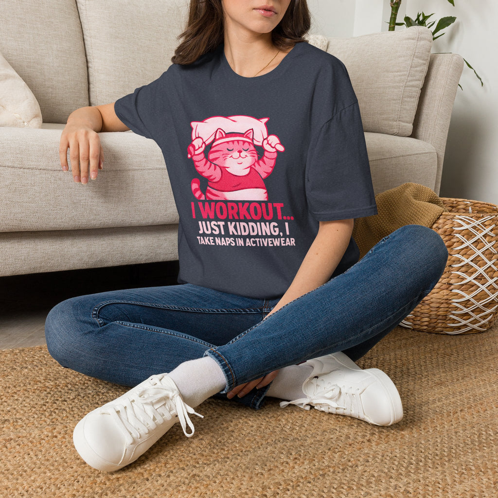 Napping Cat in Activewear T-Shirt