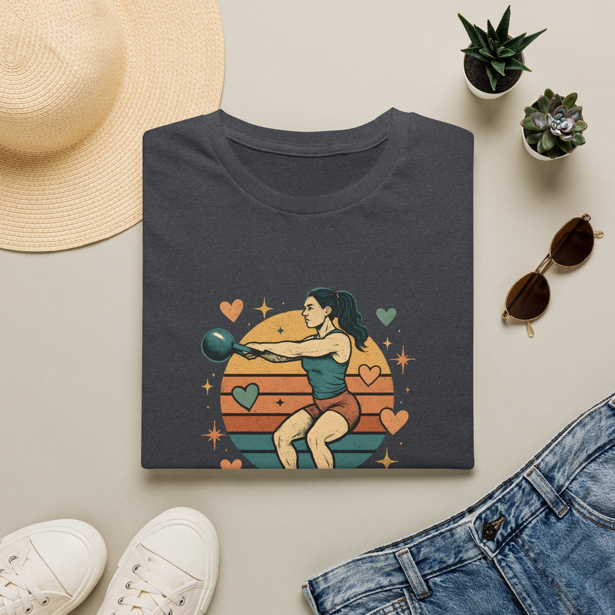 Kettlebell Workout Portrait T-Shirt