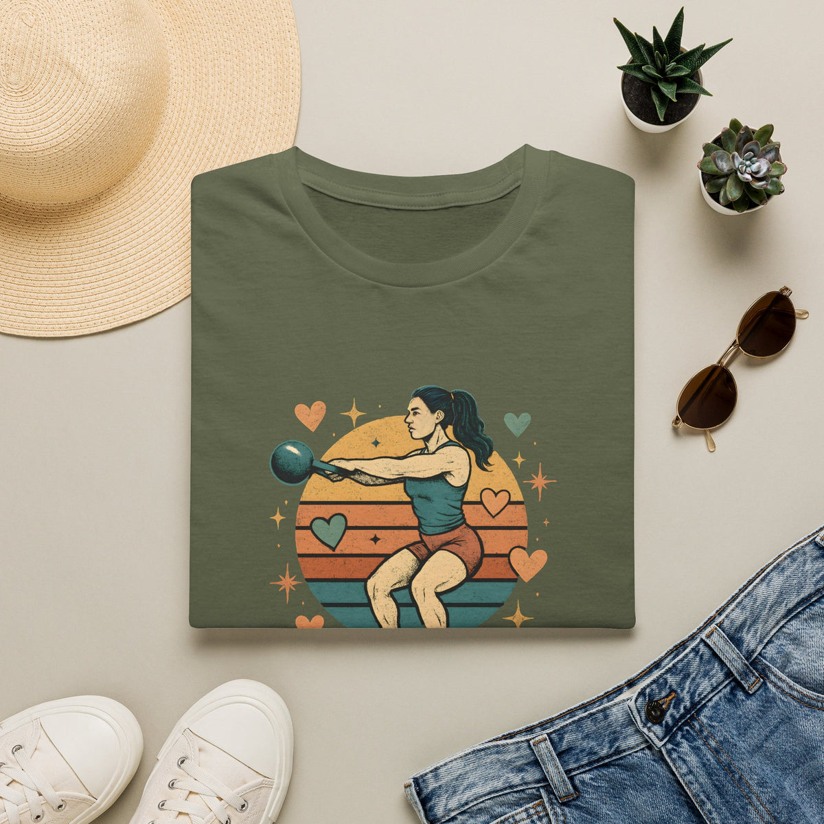 Kettlebell Workout Portrait T-Shirt