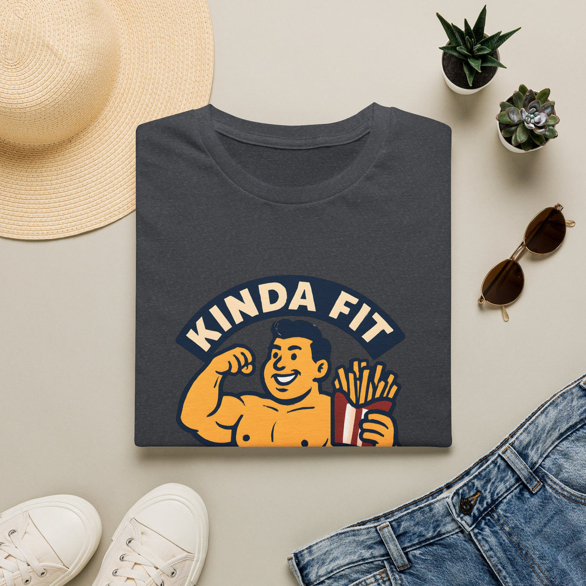 Muscular man with fries T-Shirt