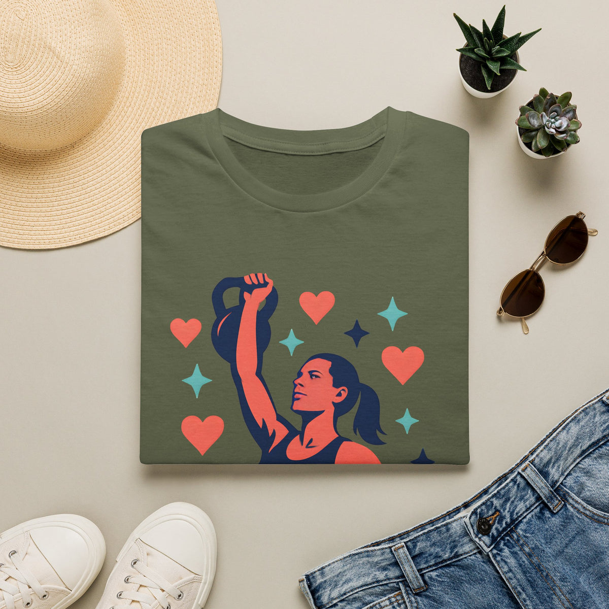 Strong Woman Lifting Kettlebell T-Shirt