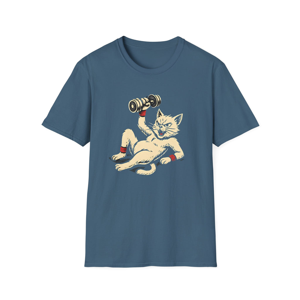 Cat Lifts Dumbbell T-Shirt