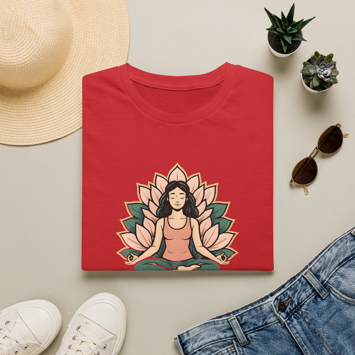 Meditating Woman with Lotus T-Shirt