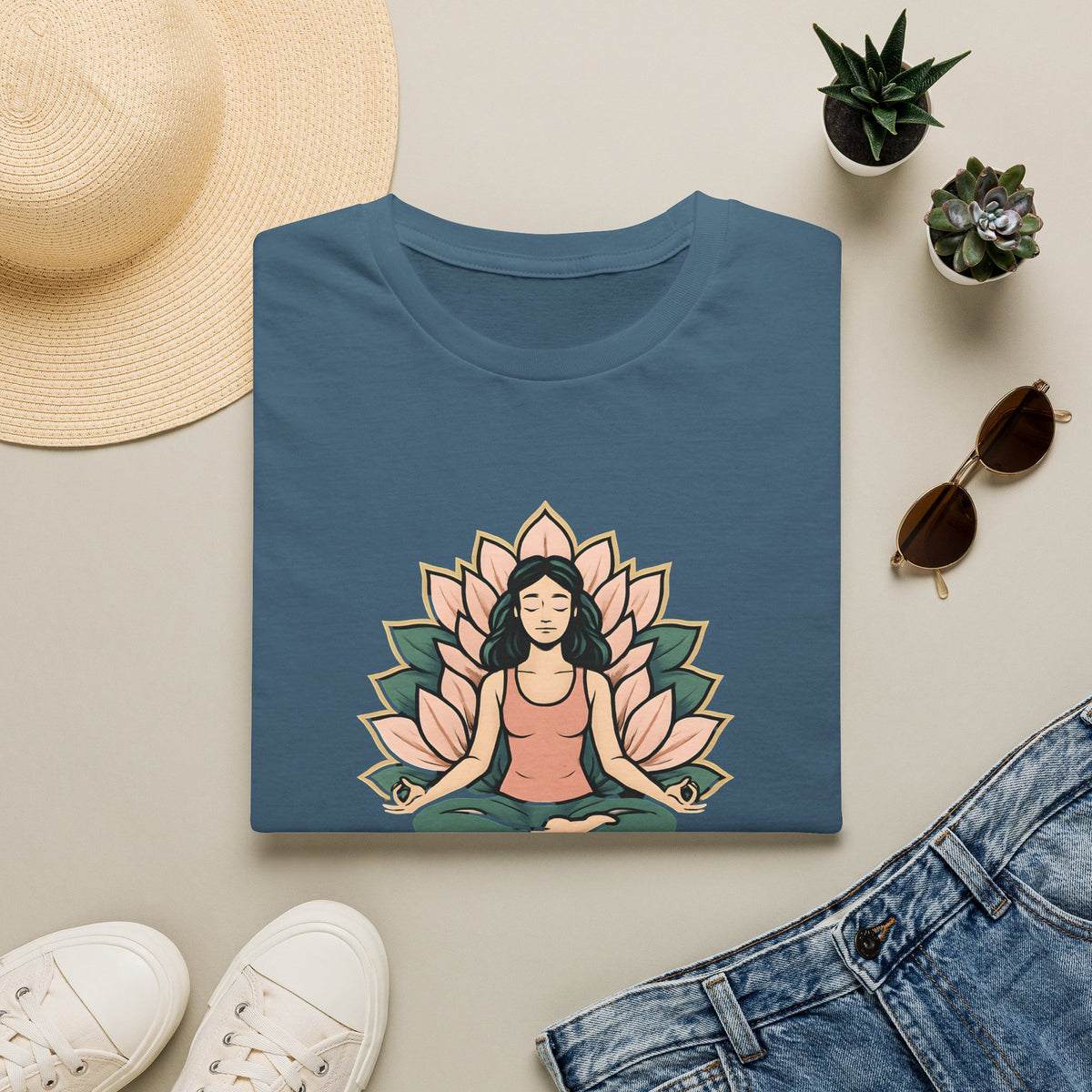 Meditating Woman with Lotus T-Shirt