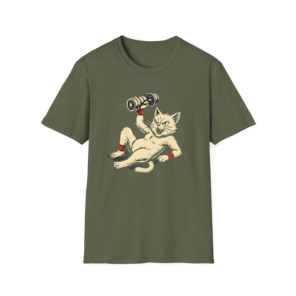 Cat Lifts Dumbbell T-Shirt