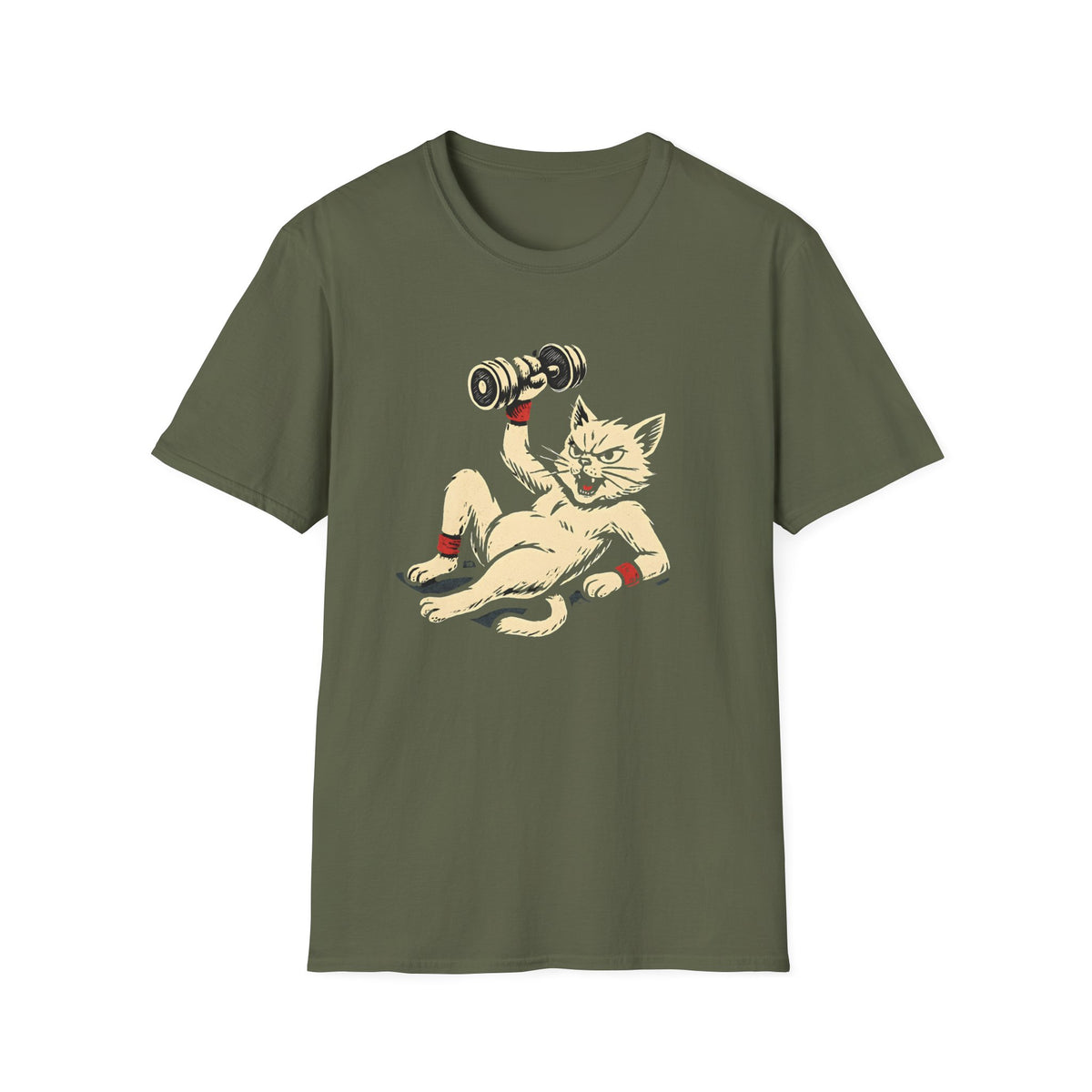 Cat Lifts Dumbbell T-Shirt