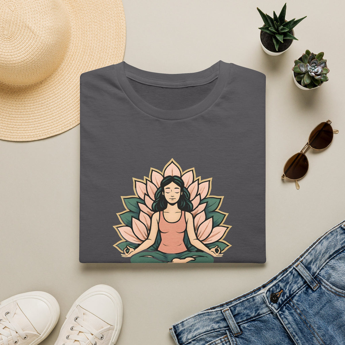 Meditating Woman with Lotus T-Shirt