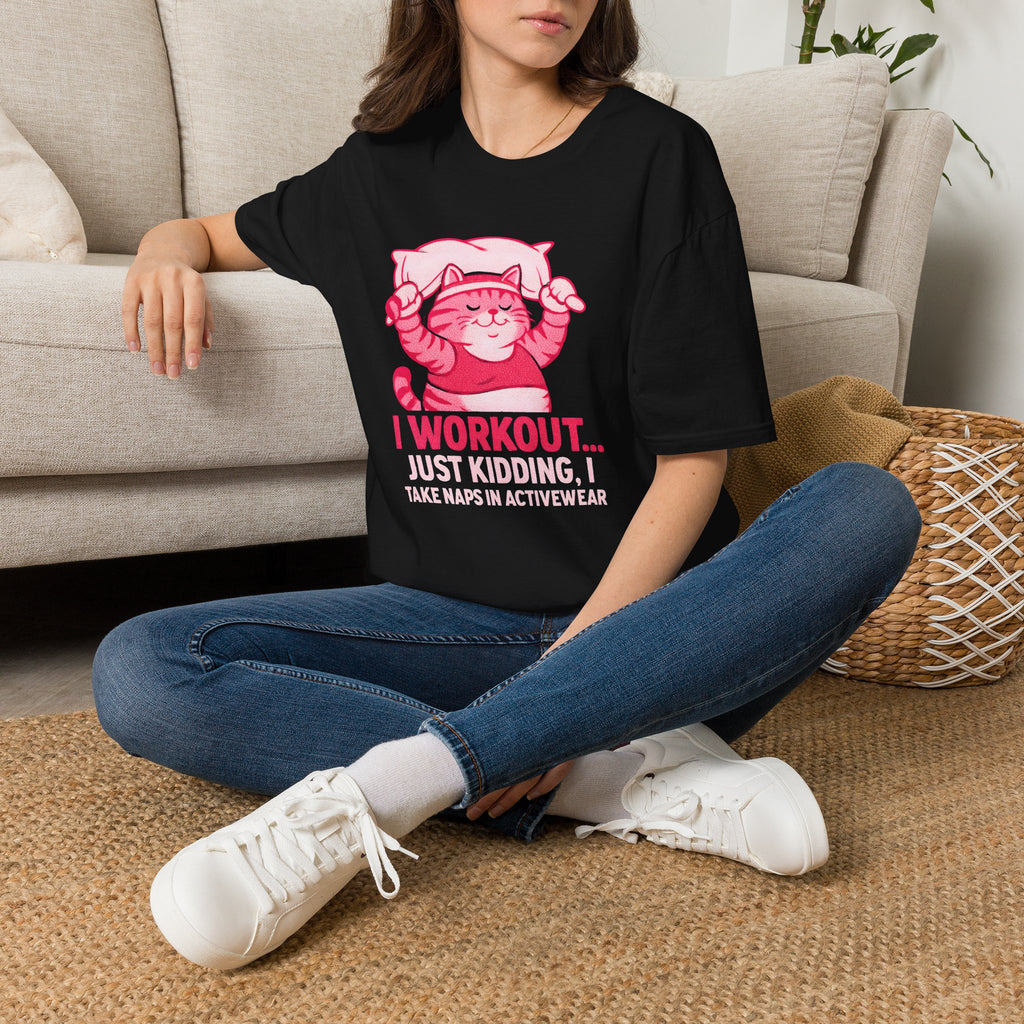 Napping Cat in Activewear T-Shirt