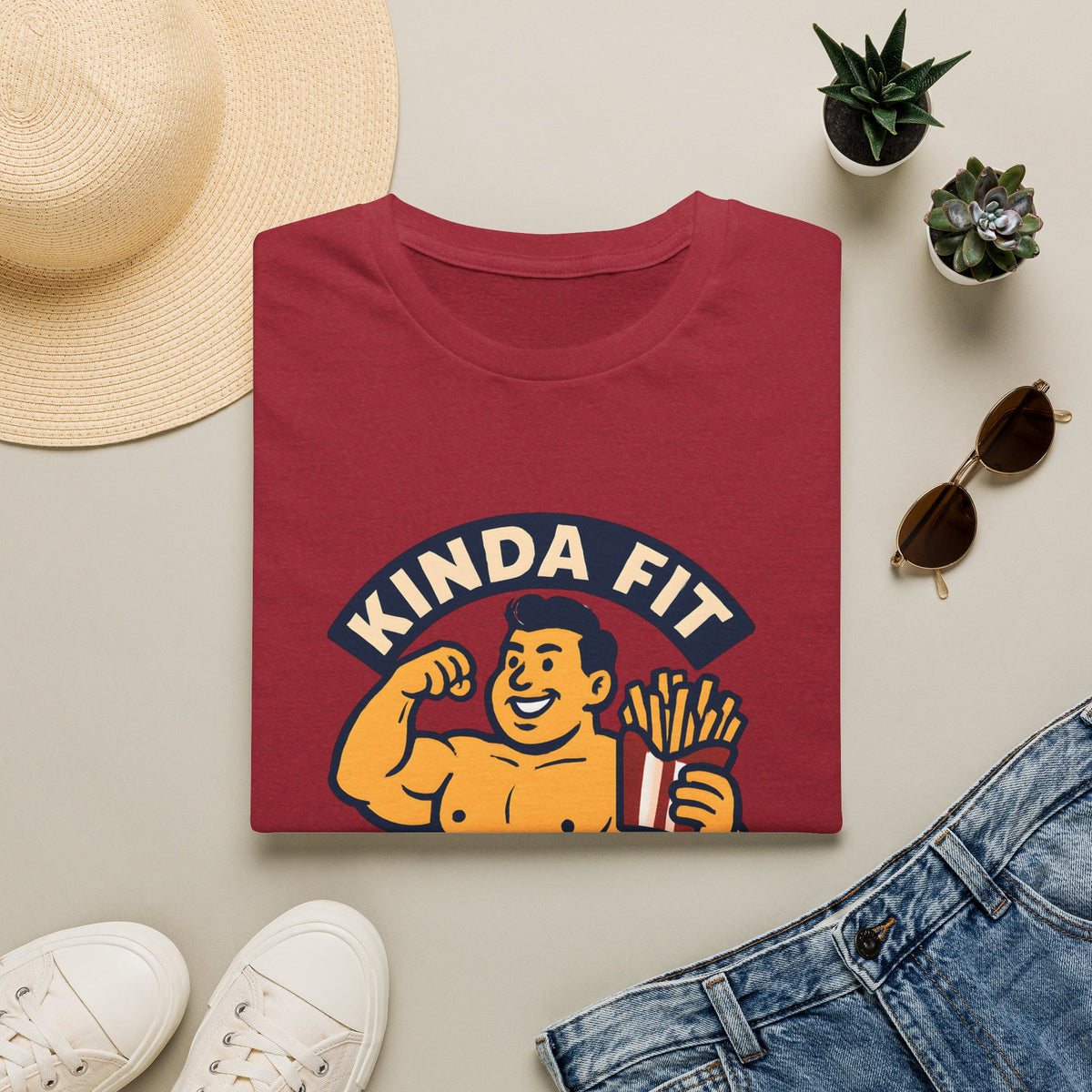 Muscular man with fries T-Shirt