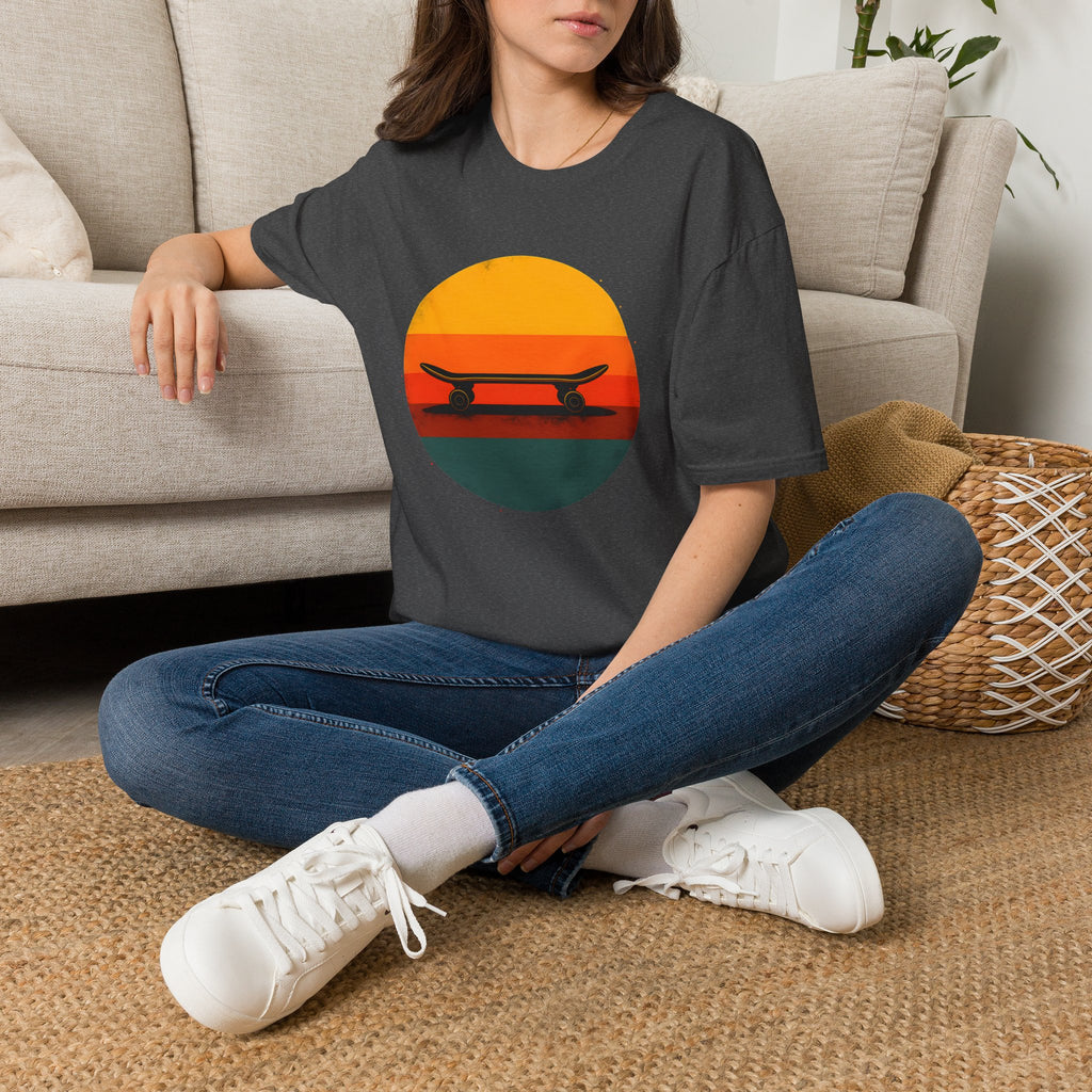 Skateboard silhouette at sunset T-Shirt