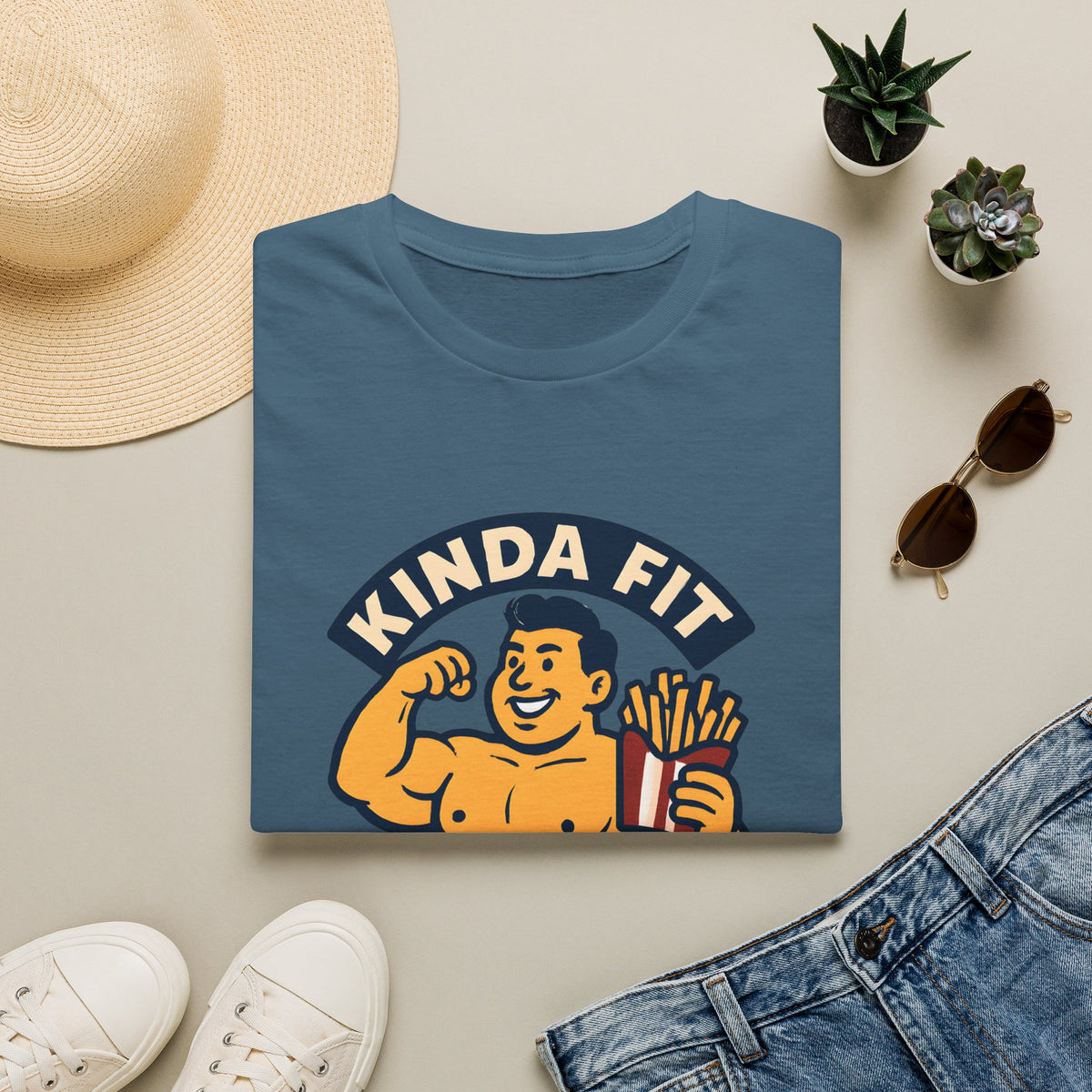 Muscular man with fries T-Shirt