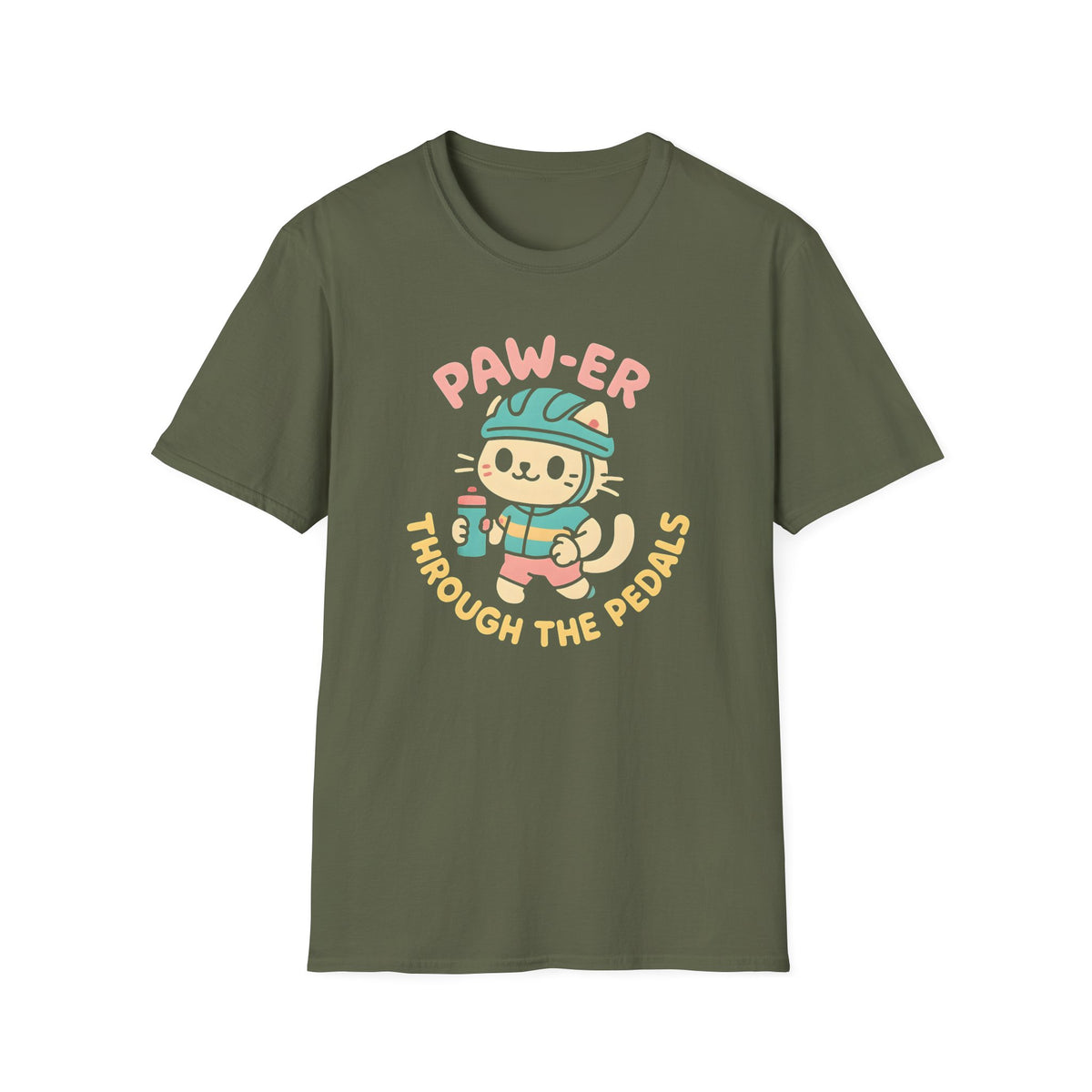 Cycling Cat Illustration T-Shirt